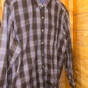 Tommy Bahama Brown and Purple Plaid Shirt